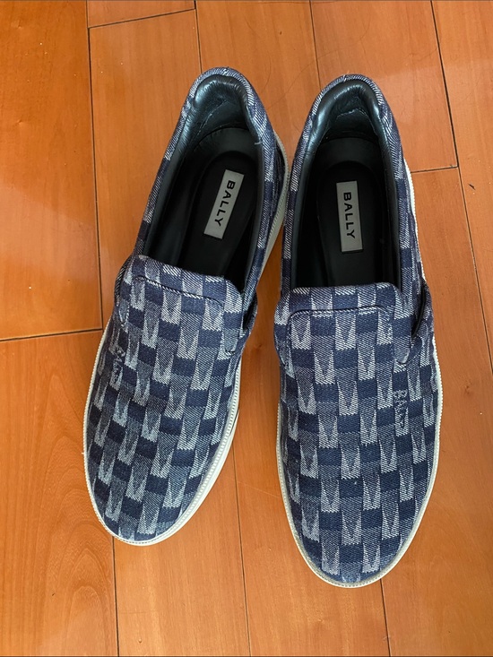 Bally Navy Patterned Slip-On Loafers main image 8